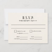 Schwarz und Elfenbeinküste Warme Minimalismus Hoch RSVP Karte (Vorderseite)