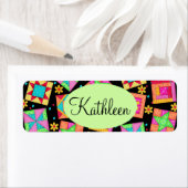 Schwarz und farbenfrohe Patchwork Quilt Block Art (Insitu)