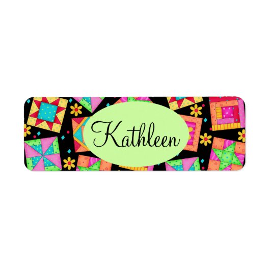 Schwarz und farbenfrohe Patchwork Quilt Block Art (Vorne)