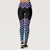 Schwarz und farbige Zickzack Glitzer Textur Leggings (Rückseite)