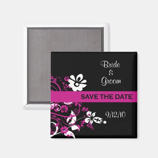 Schwarz und Fuschia speichern die Datumsmagnete Magnet (Vorderseite/Rückseite)