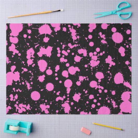 Schwarz und Fuschia Spritzer Malerische Kunst Seidenpapier (Basteln)