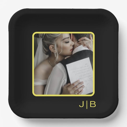 Schwarz und gelb anpassbar pappteller (Vorderseite)