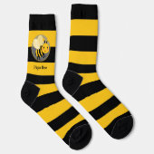 Schwarz und Gelb mit Niedlicher Biene Socken (Rechts)