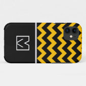 Schwarz und Gelb Zickzack Zigzag. Custom Monogram Case-Mate iPhone Hülle (Rückseite (Horizontal))