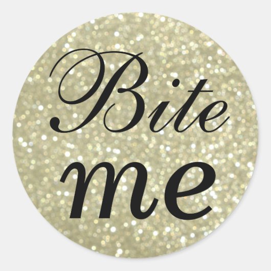 Schwarz und Glitterie Gold Bite Me Sticker (Vorderseite)