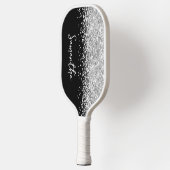 Schwarz und Glittery Silver Glam Script Name Pickleball Schläger (Links)