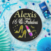 SCHWARZ UND GOLD 16. GEBURTSTAG PERSONALISIERTE TE PAPPTELLER (Party)