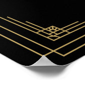 Schwarz und Gold 1920er Jahre Art-Déco-Hochzeitsem Poster (Ecke)