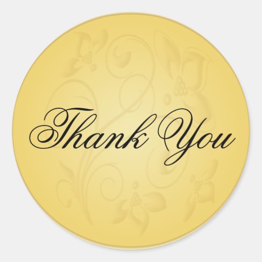 Schwarz und Gold 1.5" Durchmesser Danke Sticker (Vorderseite)
