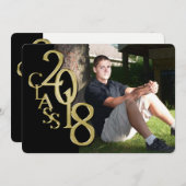 Schwarz und Gold 2018 Abschluss Einladung (Vorne/Hinten)