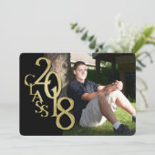 Schwarz und Gold 2018 Abschluss Einladung (Stehend Vorderseite)