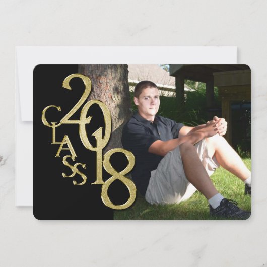 Schwarz und Gold 2018 Abschluss Einladung (Vorderseite)