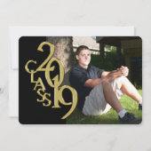 Schwarz und Gold 2019 Abschluss Einladung (Vorderseite)