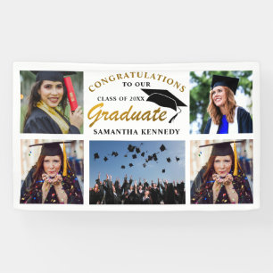 Schwarz und Gold 2025 Abschluss 5 FotoCollage Banner