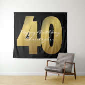 Schwarz und Gold 40. Geburtstag Wandteppich (Beispiel (Horizontal))