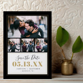 Schwarz und Gold 4 Foto Save the Date Magnetkarte
