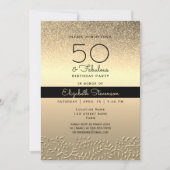 Schwarz und Gold 50. Geburtstag Einladung (Vorderseite)