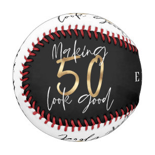Schwarz und Gold 50. Geburtstag Moderner Chic Baseball