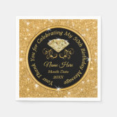 Schwarz und Gold, 50. Geburtstag Napkins Personali Serviette (Vorderseite)