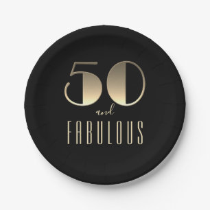 Schwarz und Gold 50. Geburtstag Pappteller