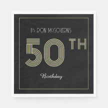 Schwarz und Gold 50. Geburtstag Retro Stripe Print