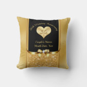 Schwarz und Gold 50. Hochzeit-Anniversary-Pillow Kissen (Vorderseite)