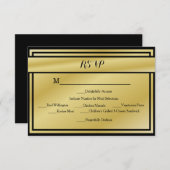 Schwarz und Gold 50 Jahre UAWG mit Mahlzeiten RSVP Karte (Vorne/Hinten)