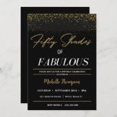 Schwarz und Gold 50 Schatten eines fabelhaften Geb Einladung (Vorne/Hinten)