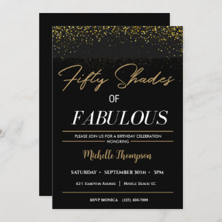 Schwarz und Gold 50 Schatten eines fabelhaften Geb Einladung