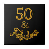 Schwarz und Gold 50 und fabelhaft Fliese (Vorderseite)