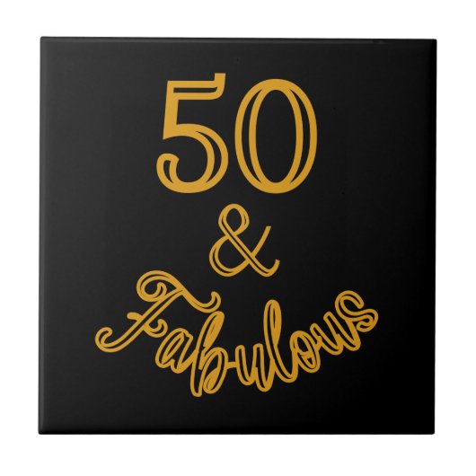 Schwarz und Gold 50 und fabelhaft Fliese (Vorderseite)