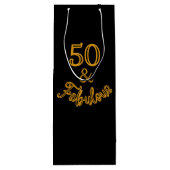 Schwarz und Gold 50 und fabelhaft Geschenktüte Für Weinflaschen (Rückseite)