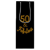 Schwarz und Gold 50 und fabelhaft Geschenktüte Für Weinflaschen (Vorderseite)