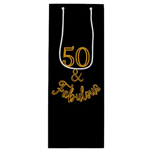 Schwarz und Gold 50 und fabelhaft Geschenktüte Für Weinflaschen (Vorderseite)