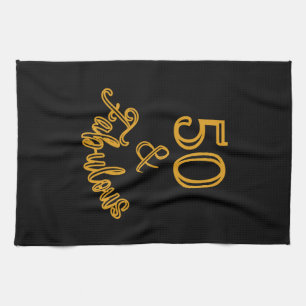 Schwarz und Gold 50 und fabelhaft Geschirrtuch