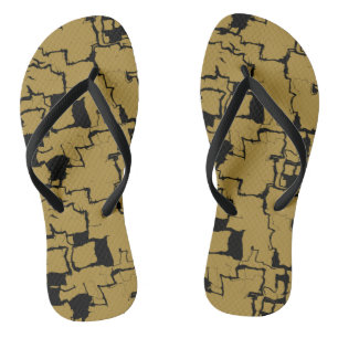 Schwarz und Gold abstrakt Badesandalen