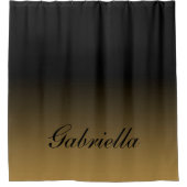 Schwarz und Gold Abstrakt Duschvorhang (Vorderseite)