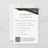 Schwarz und Gold Agate Bar Mitzvah Vertikal RSVP Karte (Vorderseite)