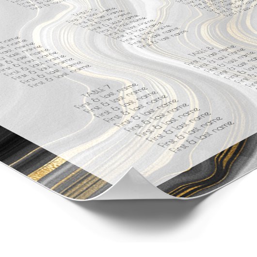 Schwarz und Gold Agate Moderne Hochzeit Poster (Ecke)