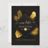 Schwarz und Gold ändern das Datum Save the Date (Vorderseite)