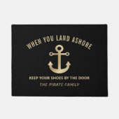 Schwarz und Gold Anker Nautical Welcome Doormat Fußmatte (Vorderseite)