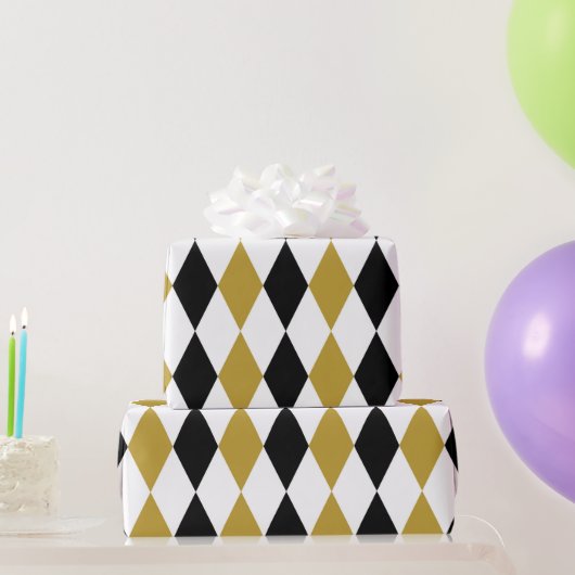 Schwarz und Gold Argyle Geschenkpapier (Partygeschenke)