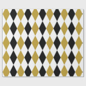 Schwarz und Gold Argyle Geschenkpapier (Flach)