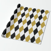 Schwarz und Gold Argyle Geschenkpapier (Ungerollt)