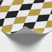 Schwarz und Gold Argyle Geschenkpapier (Ecke)