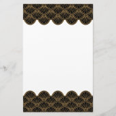 Schwarz und Gold Art Deco Fan Blume Motif Briefpapier (Vorderseite)