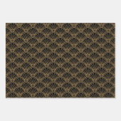 Schwarz und Gold Art Deco Fan Blume Motif Geschenkpapier Set (Vorderseite 3)