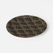 Schwarz und Gold Art Deco Fan Blume Motif Pappteller (Schrägansicht)