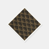 Schwarz und Gold Art Deco Fan Blume Motif Serviette (Ecke)